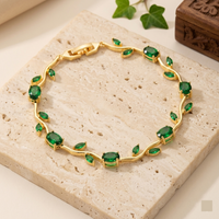 Viral Anti-Tarnish Tulip Bracelet (Green Stone)