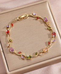 Viral Anti-Tarnish Tulip Bracelet (Multicolor Stone)