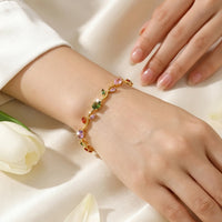 Viral Anti-Tarnish Tulip Bracelet (Multicolor Stone)