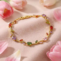Viral Anti-Tarnish Tulip Bracelet (Multicolor Stone)