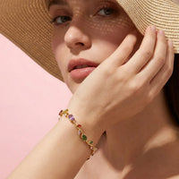 Viral Anti-Tarnish Tulip Bracelet (Multicolor Stone)