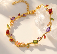 Viral Anti-Tarnish Tulip Bracelet (Multicolor Stone)