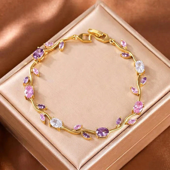 Viral Anti-Tarnish Tulip Bracelet (Pink, Purple & White)
