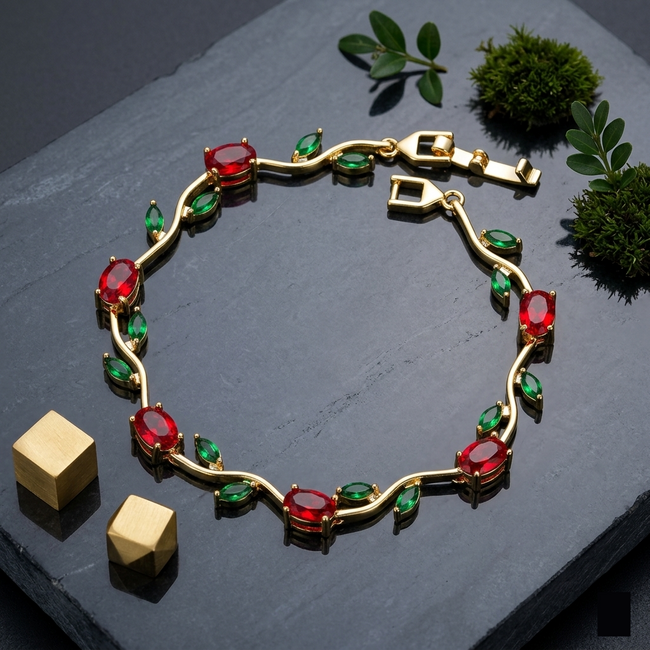 Viral Anti-Tarnish Tulip Bracelet (Red & Green)