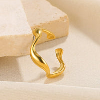 Wave Style 18K Gold Plated Adjustable Anti-Tarnish Stainless Steel Ring