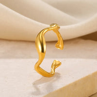 Wave Style 18K Gold Plated Adjustable Anti-Tarnish Stainless Steel Ring