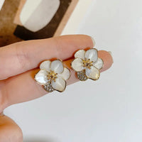 White Color Flower Stud Earring For Women