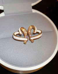 White Heart Shaped Bow Stud Earring For Women