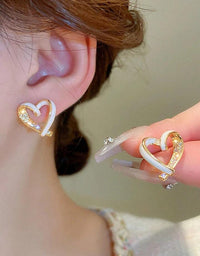 White Heart Shaped Bow Stud Earring For Women