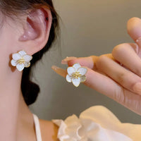 White Color Flower Stud Earring For Women