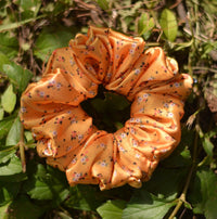Yellow Flower Printed Premium Quality Satin Scrunchie