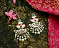 Green Color Metal Chandbali Earring