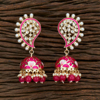 Rani Color Meenakari Designer Jhumka Earring