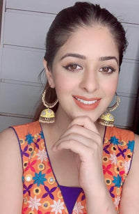 Alia Bhatt Inspired Hand Crafted Meenakari Yellow Colored Hoop