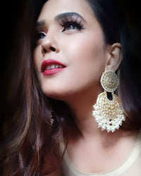 Royal Queen Handcrafted Kundan Pearl Golden Jhumki
