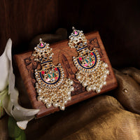 Blue Color Meenakari Chandbali Earrings