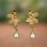 Gold Plated Antique Top With Mint Color Stone
