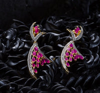 Designer American Diamond Drop Earring With Ruby