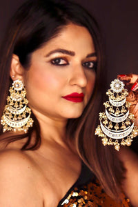 Big Size Pearl Kundan Chandbali Earring