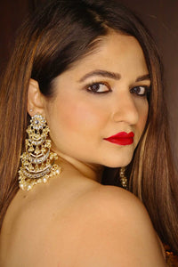 Big Size Pearl Kundan Chandbali Earring