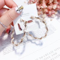 Aferando Boho Style White Pearl Round Circle Hoop Earrings Large Size For Women and Girls