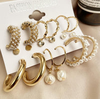 Aferando Gold Plated Earring Combo Set - Pack of 9 Hoops and Stud Earrings for Women