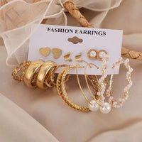 Aferando Gold Plated Earring Combo Set - Pack of Nine Hoops and Stud Earrings - Versatile and Stylish