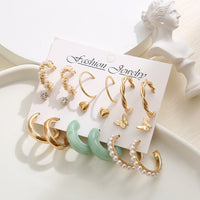 Aferando Gold Plated Hoop and Stud Earring Combo Set