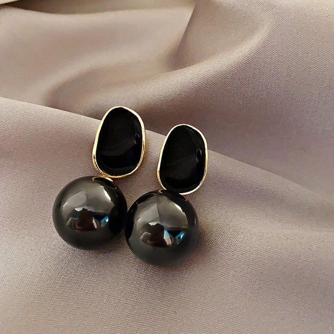 Elegant Black Pearl Drop Earrings for Women - Aferando