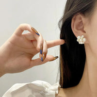 Aferando Fireworks Pearl Bunch Stud Earrings for Women - Elegant Romantic Korean Style Unique Design