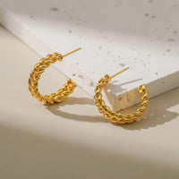 Gold Color Twist Braided Hoop Earring For girls and Women