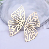 Aferando Gold Plated Hollow Out Butterfly Big Statement Stud Earrings for Women - Close-Up View