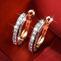 Aferando Gold Plated Inlay Sparkling Rhinestone Diamond Hoop Earrings for Women, bright and sparkling rhinestones, luxurious and sophisticated design