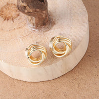 Aferando Gold Plated Irregular Twisted Knotted Stud Earrings for Women, unique twisted knotted design, luxurious, adds individuality to your look