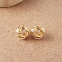 Aferando Gold Plated Irregular Twisted Knotted Stud Earrings for Women, unique twisted knotted design, luxurious, adds individuality to your look