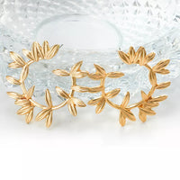 Aferando Gold Plated Leaf Leaves Metal Flower Stud Earrings for Women