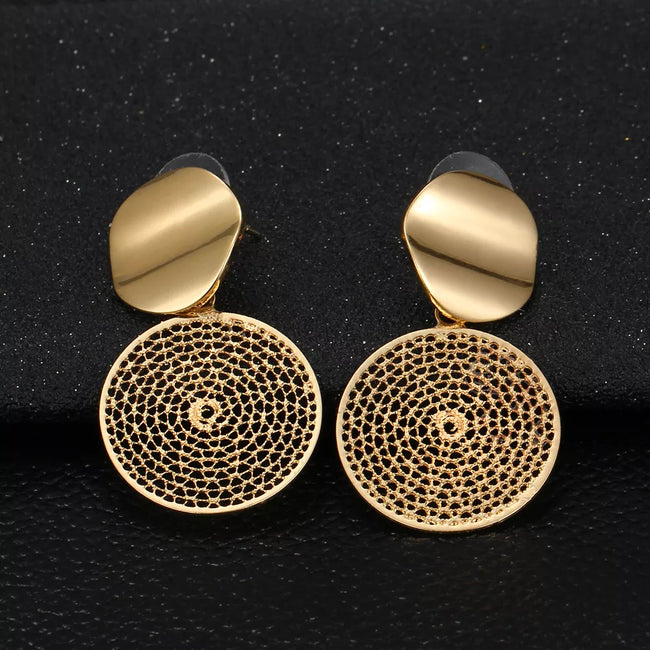 1pair Fashionable Simple Iron Gold Metal Ring & Star Shaped Drop Earrings |  SHEIN