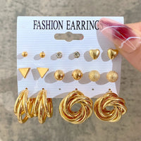 8 Piece Gold Plated Stud Earring Combo Set by Aferando - Stylish and Versatile Designs