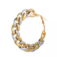 Aferando Gold and Silver Plated Metal Link Chain Large Hoop Earrings for Women