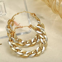 Aferando Gold and Silver Plated Metal Link Chain Large Hoop Earrings for Women