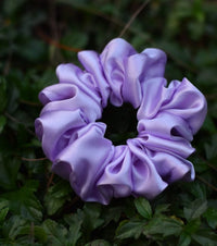 Aferando Lavender Color Premium Satin Scrunchie Regular Fluffy Size - Soft & Silky Hair Accessory