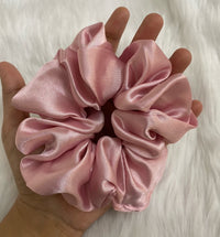 Aferando Pink Color Satin Silk Scrunchie XXL Size