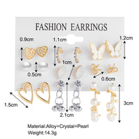 Aferando Combo Set of 9 Stud Earrings - Variety of Styles and Colors