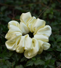 Aferando Yellow Color Premium Satin Scrunchie Regular Size - Soft & Silky Hair Accessory