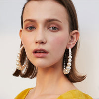 Bohemian Style Oversized Pearl Hoop Earrings For Girls