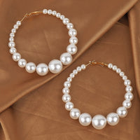 Bohemian Style Oversized Pearl Hoop Earrings For Girls