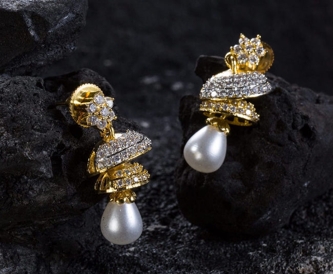 Double Layered Designer American Diamond Earring