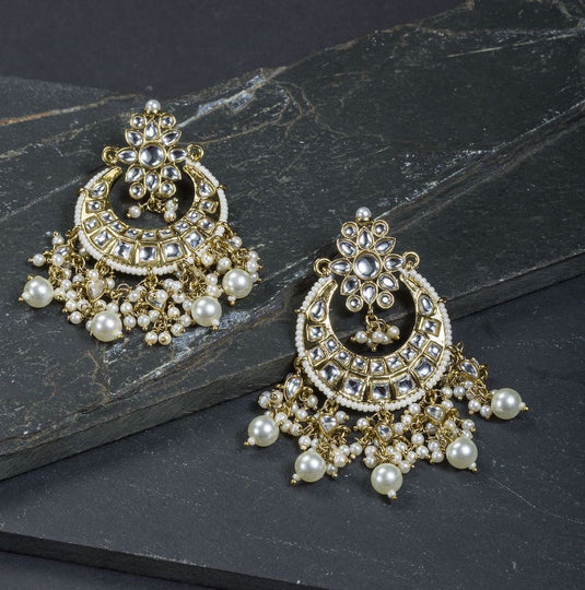 Buy Golden Pearl Chandbali Jhumki Earrings for Women Online at Silvermerc |  SBE10MR_09 – Silvermerc Designs