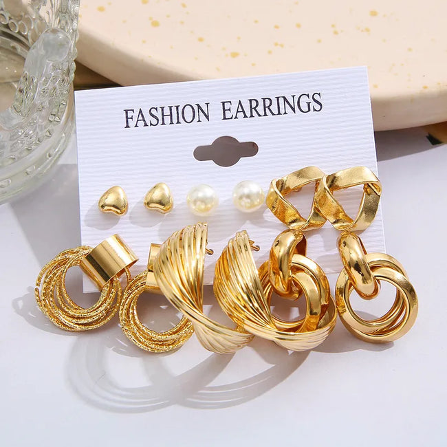 Combo Pack Of Six Gold Plated Earring