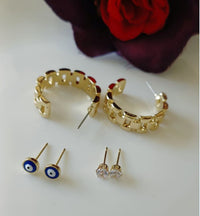 Combo Set Of Three Gold Plated Earrings